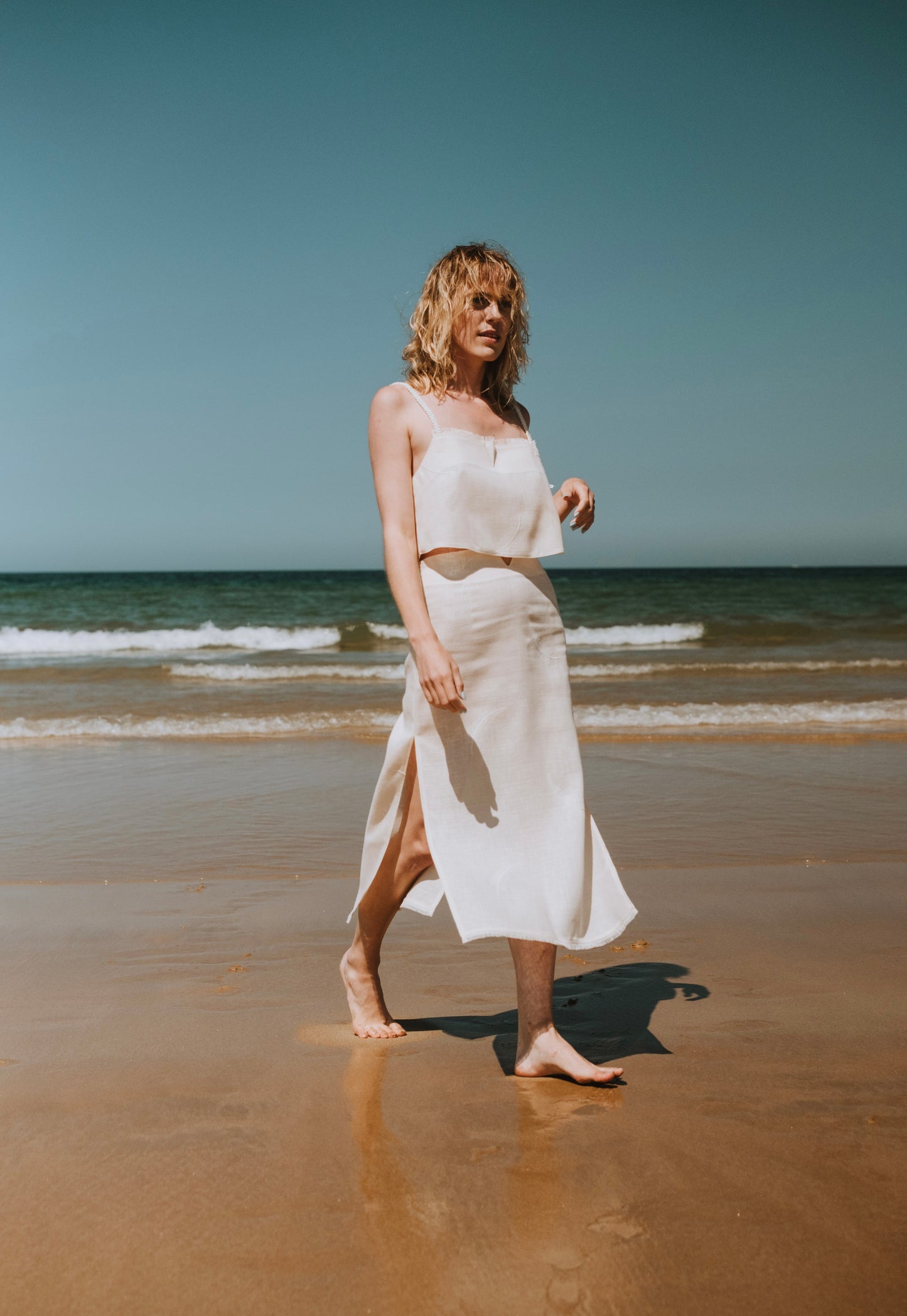 Linen Crop Top and Skirt