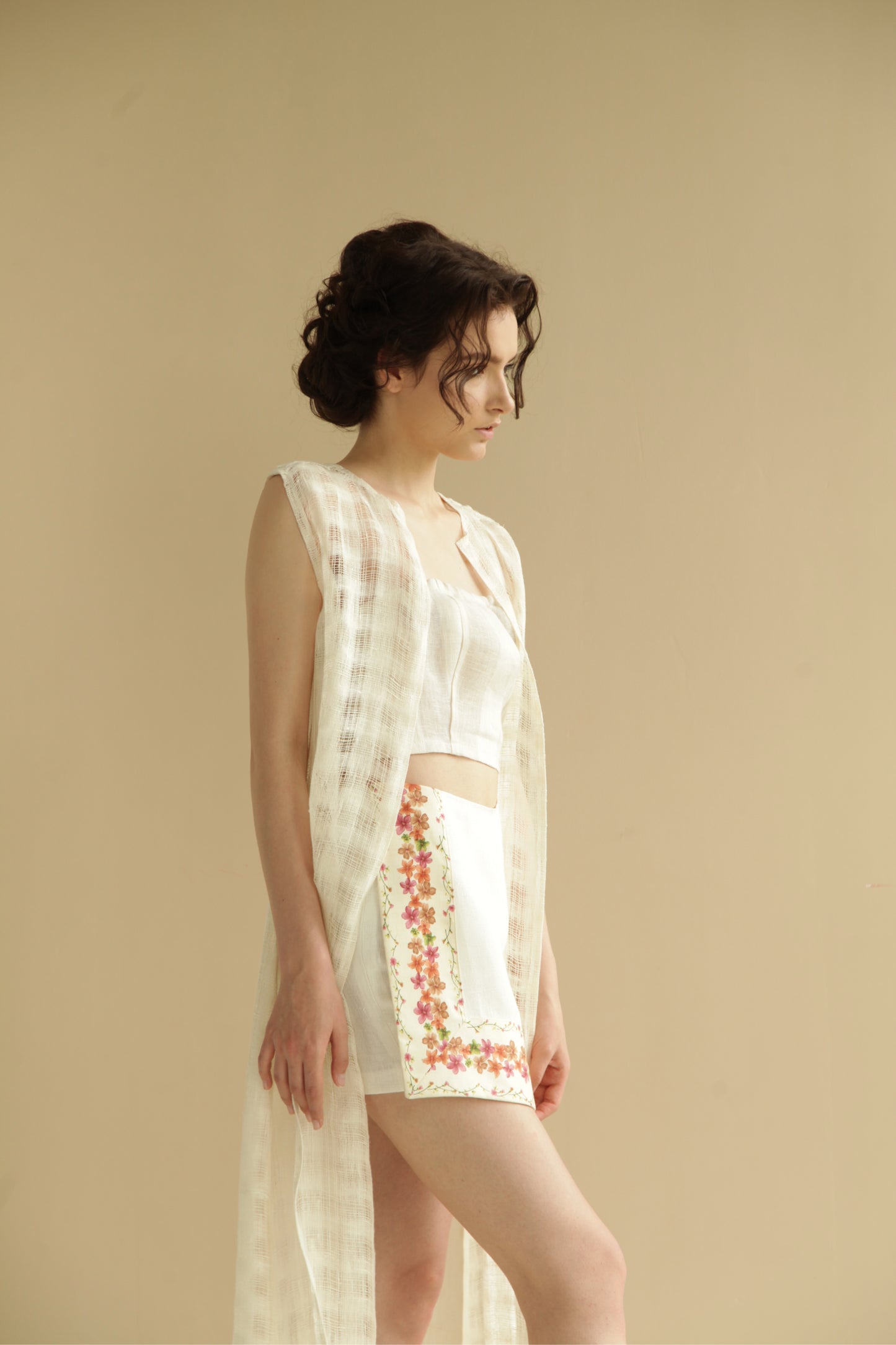 Striped linen crop top