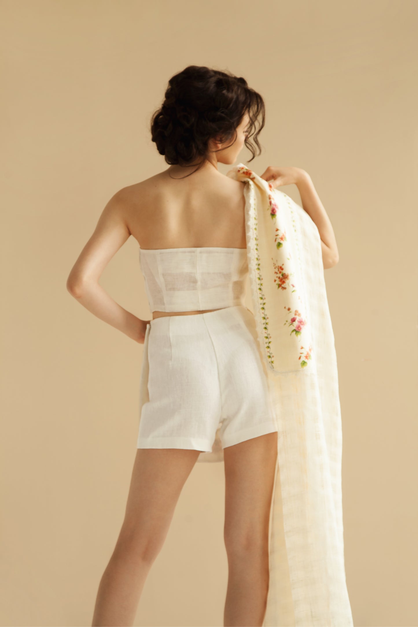 Striped linen crop top