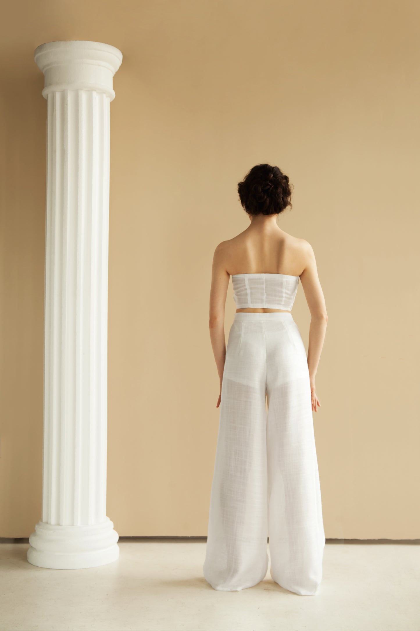 High-rise linen palazzo pants