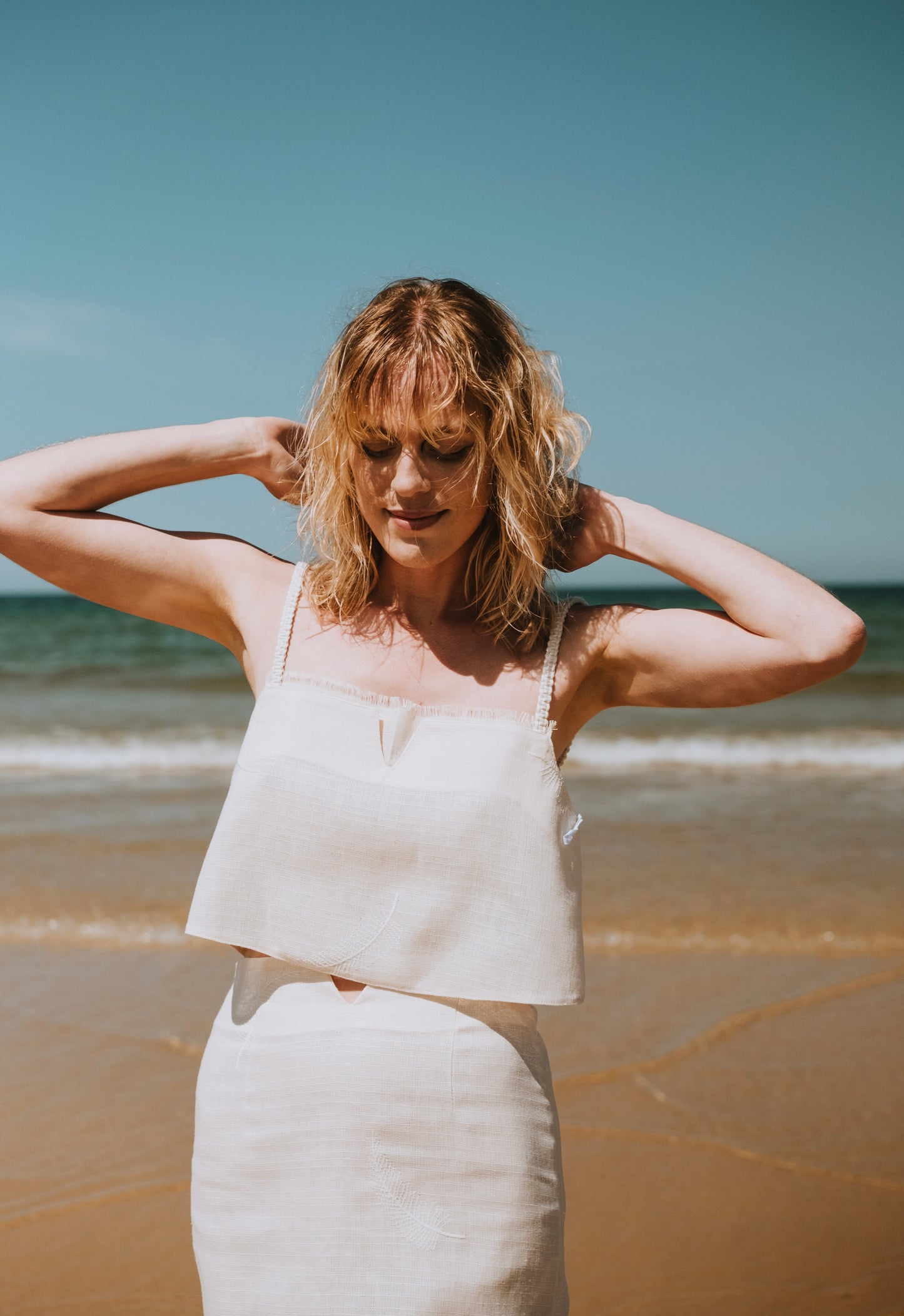 Linen Crop Top and Skirt
