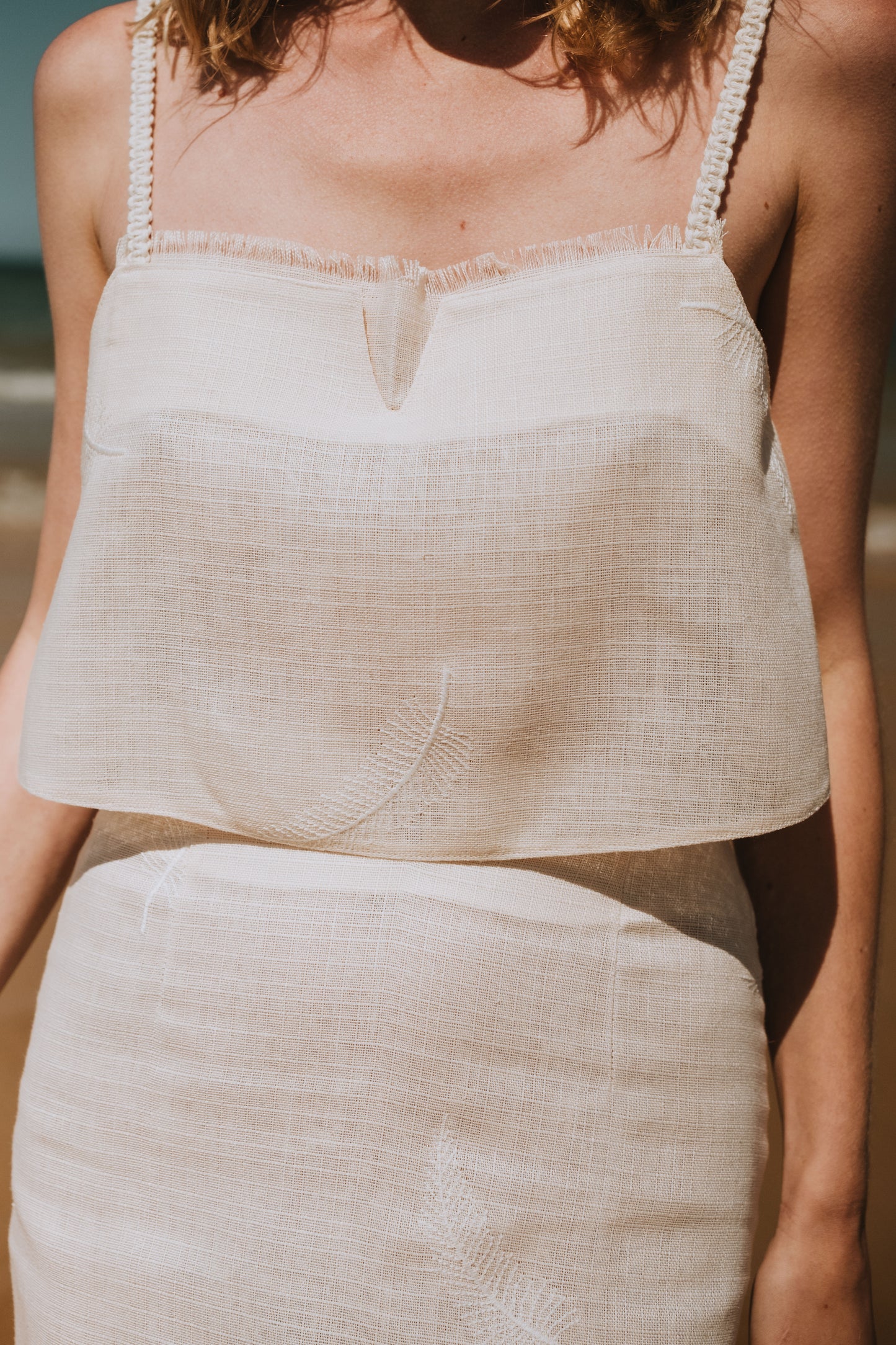 Linen Crop Top and Skirt