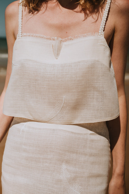 Linen Crop Top and Skirt