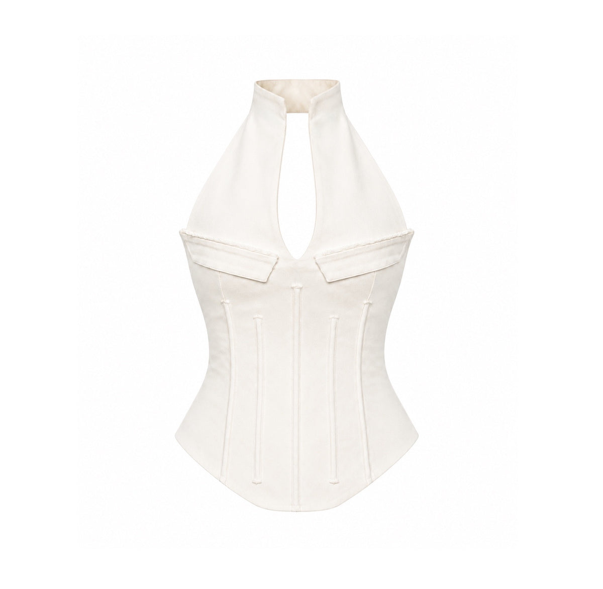 Milky White Denim Corset Top
