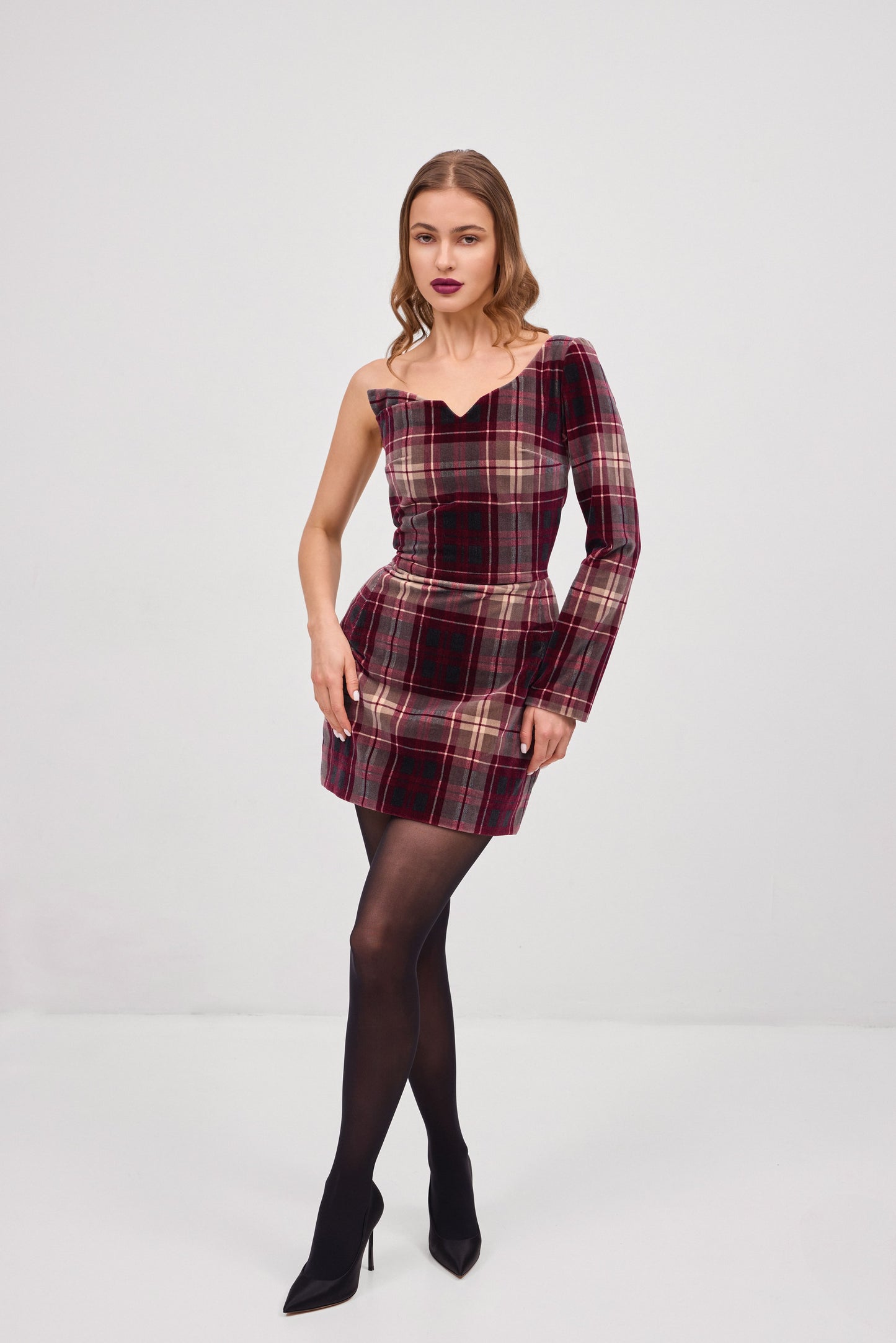 Velvet Mini Tartan Dress