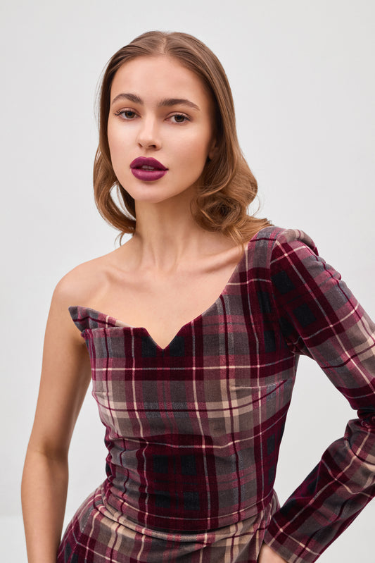 Velvet Mini Tartan Dress