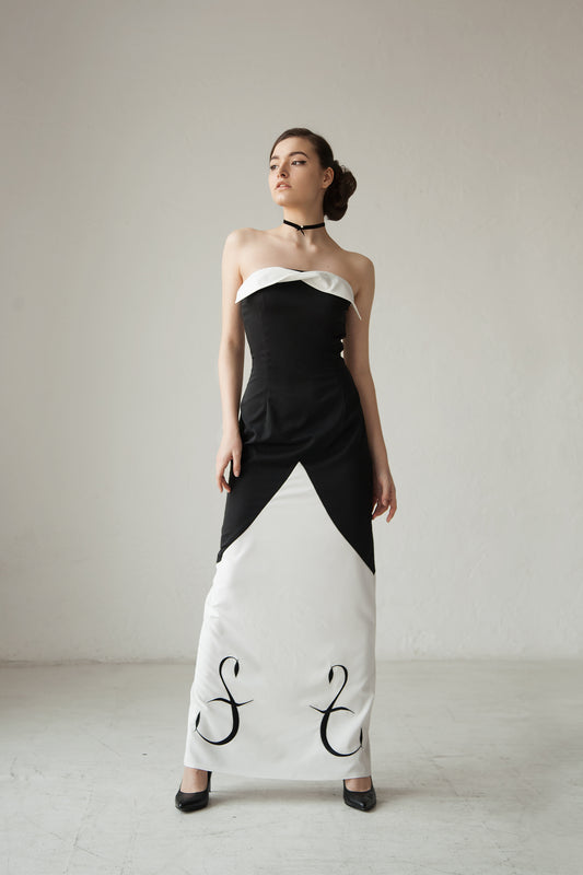 F-embroidery maxi dress