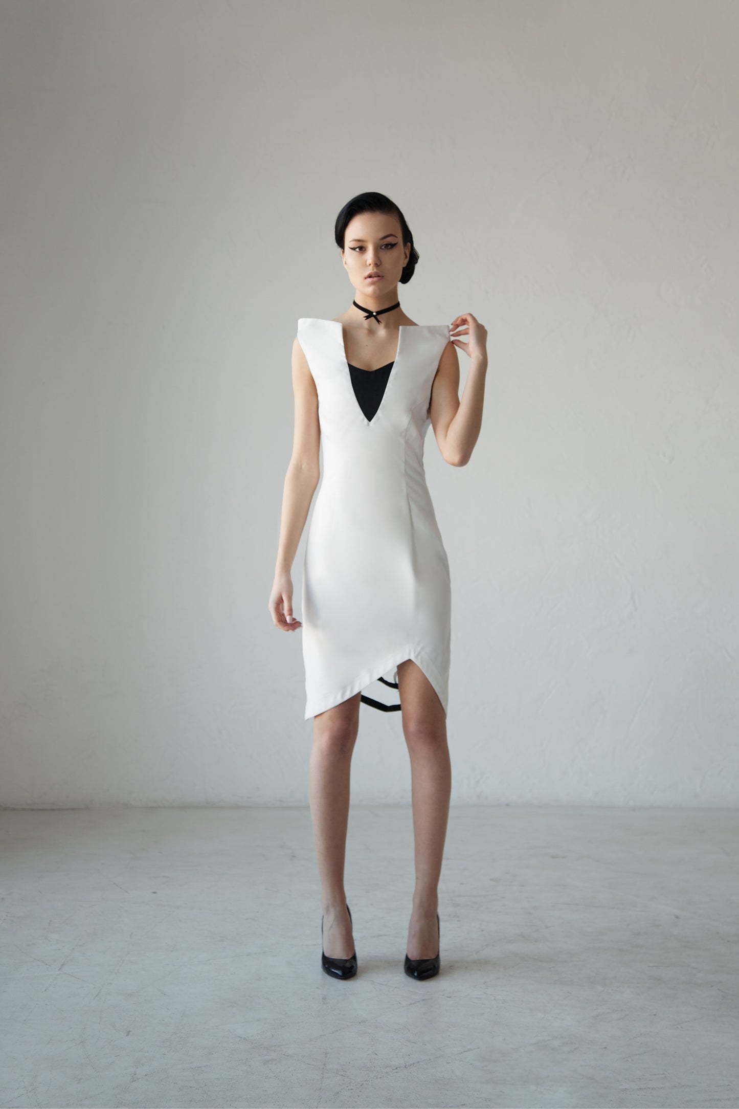 Musical white-note mini dress