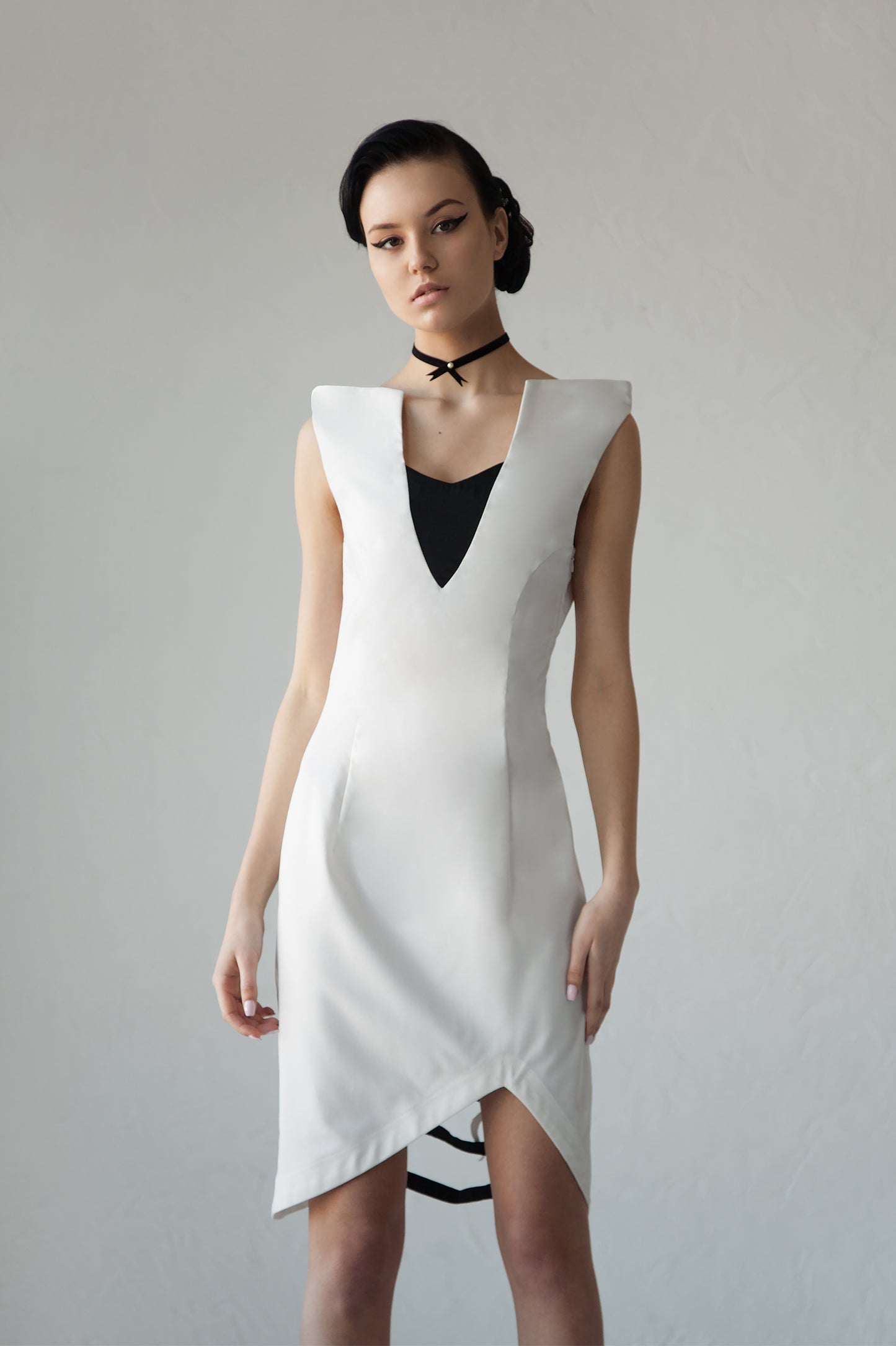Musical white-note mini dress