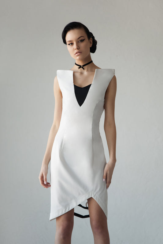 Musical white-note mini dress