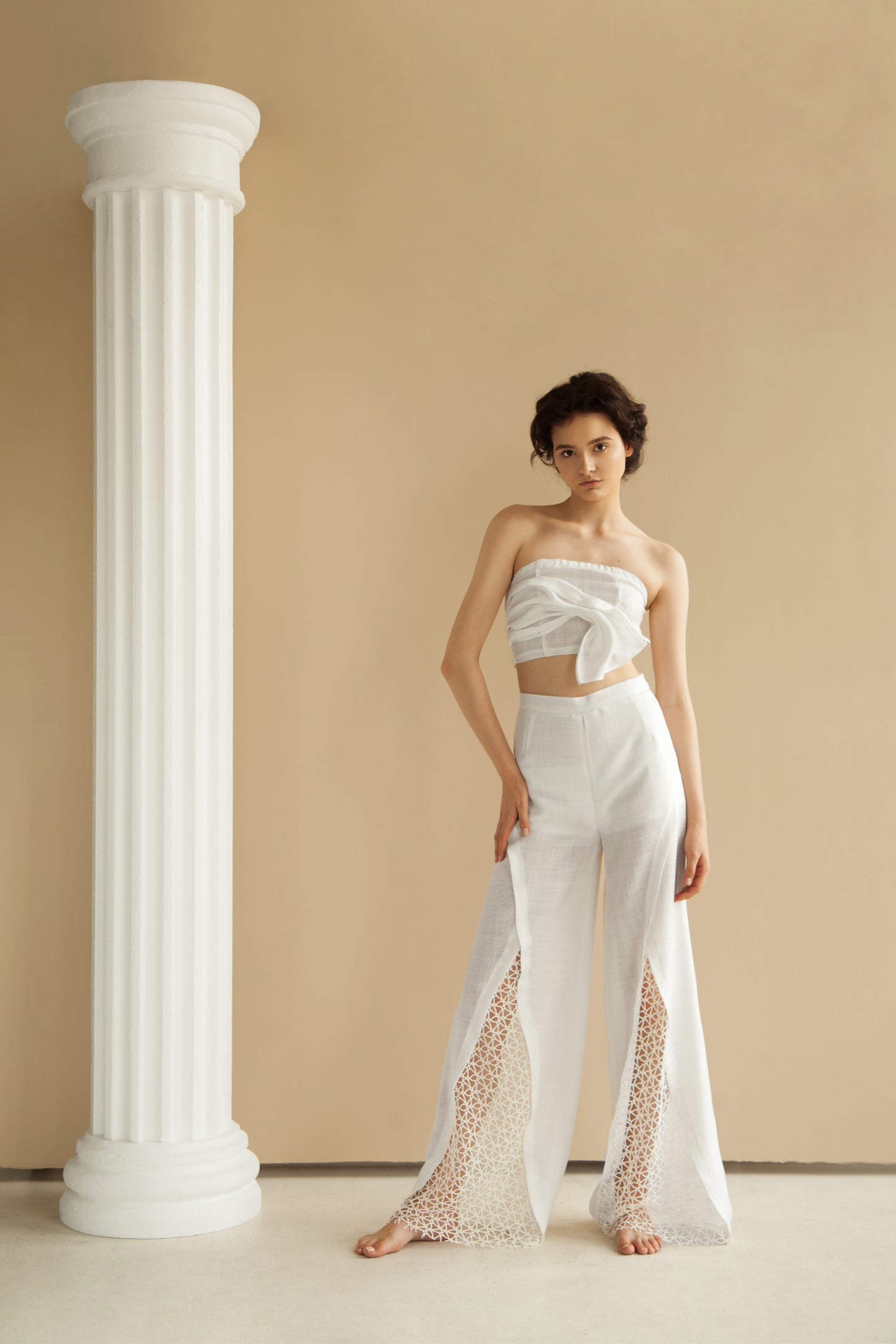 High-rise linen palazzo pants