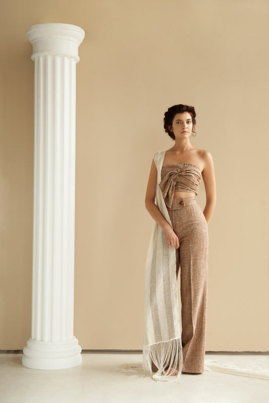 High-rise linen palazzo pants